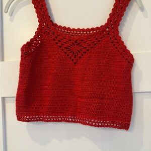 Boho Red Crochet Crop Top
